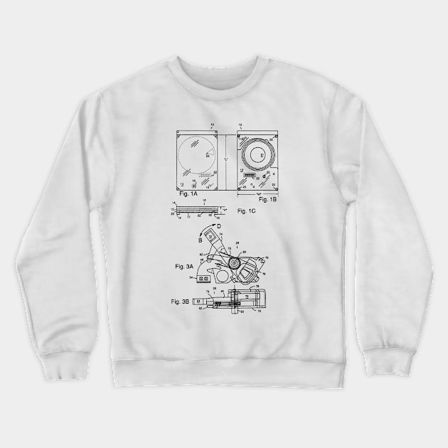 Hard Disk Drive Vintage Patent Hand Drawing Crewneck Sweatshirt by TheYoungDesigns